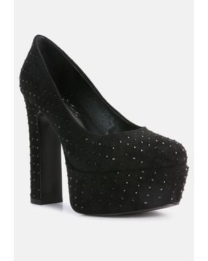 Rag & Co Poppins Glinting Platform High Pumps - Black