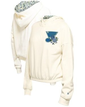 KTZ St. Louis Blues Glam Game Quarter-zip Cropped Floral Pullover Hoodie - White