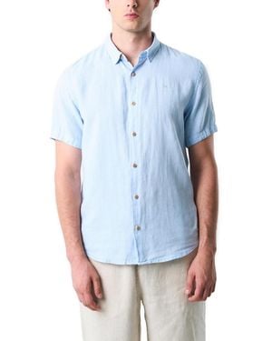 Velez Men Short-sleeve Linen Shirt - Blue