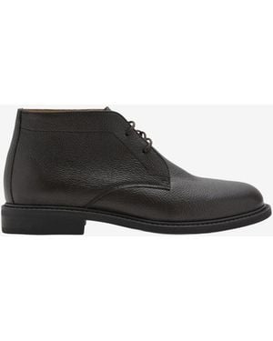 Mango Lace-up Leather Ankle Boots - White