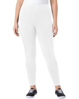 Woman Within Plus Size Within Stretch-cotton Knit Pull-on leggings - White