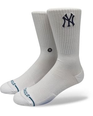 Stance And New York Yankees Crested Knit Crew Socks - Gray