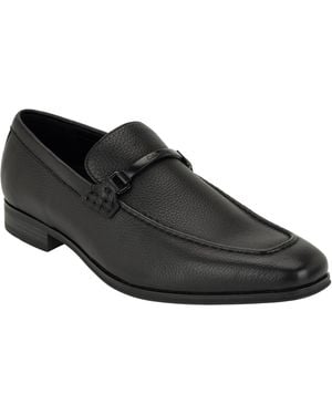 Calvin Klein Cofern Slip-on Leather Moc-toe Loafer - Black