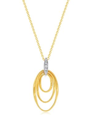 SUZY LEVIAN NEW YORK Suzy Levian Helix Sterling Silver & Cubic Zirconia Coil Triple Open Oval Pendant Necklace - Metallic