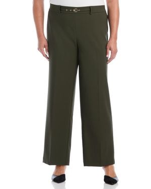 Rafaella Plus Size Wide-leg Pull-on Mid-rise Pants - Green