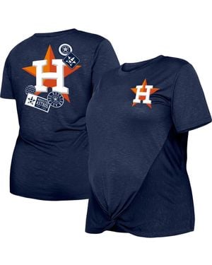 KTZ Houston Astros Plus Size Two-hit Front Knot T-shirt - Blue