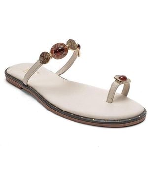Forever & Always Shoes Martinez Leather Thong Sandal - White