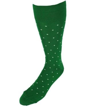 Trafalgar Leo Polka Dot Mercerized Cotton Mid-calf Socks - Green