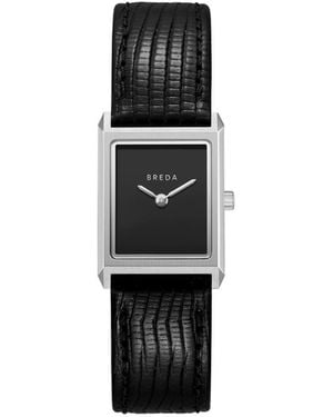 Breda Quartz Virgil Silver And Leather Band Watch 20mm - Black