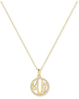 Giani Bernini Cubic Zirconia Pave Monogram U Pendant 18" Necklace - Metallic