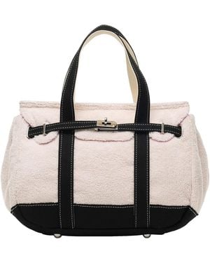Sunwin Madaket Terry And Cotton Canvas Small Tote Handbag - Natural