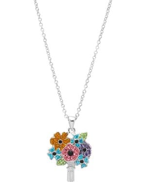 Macy's Tone Crystal Bouquette Pendant Necklace - White