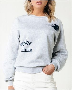 Colourful Rebel Racer Logo Dropped Shoulder Sweat - Gray