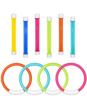 Gnuadz 10 Pool Diving Rings Sticks Underwater Games Toys - White