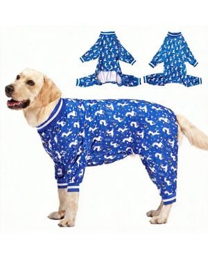 Aronkl Large Dog Comfortable Pajamas For Recovery And Sleep - Blue