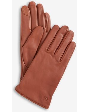Cole Haan Leather Cashmere Blend Lined Basic Tech Tip Gloves - Brown