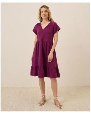 Pact Organic Cotton Coastal Double Gauze Breezy Dress - Purple