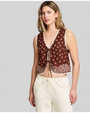 And Now This Now This Bandana Tie Front Vest Macys Exclusive - Brown