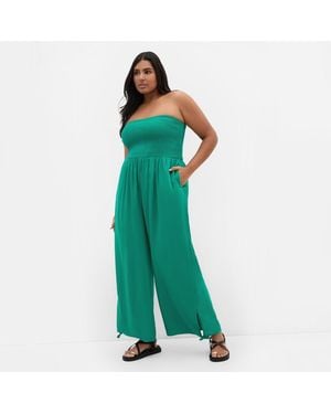 City Chic Plus Size Ally Strapless Jumpsuit - Green