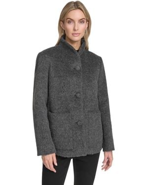 Andrew Marc Piper Button Front Wool Blend Jacket - Gray