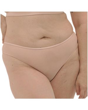 Naked Rebellion Plus Size Nude Shade Mesh Sheer Stretch Thong - Natural