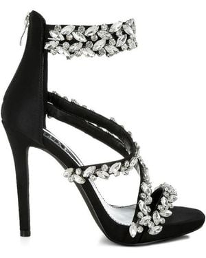 LONDON RAG Korna Diamante Embellished Stiletto Heel Sandals - Black