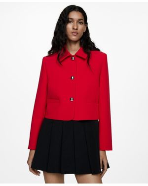 Mango Buttoned Cropped Jacket - Red