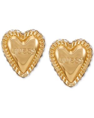 Guess Tone Stud Heart Earrings - Metallic
