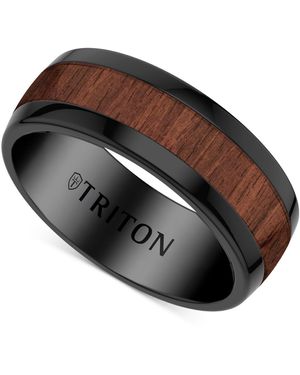 Triton Wood Insert Band Ring - Black