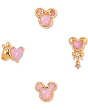 Girls Crew 18k -plated 4-pc. Set Color Crystal Pink Dream Single Stud Earrings - White
