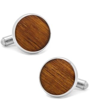 Cufflinks Inc. Stainless Steel Wood Cufflinks - Brown