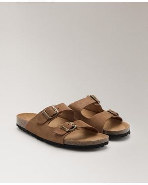 Mango Double-buckle Leather Sandals - Brown
