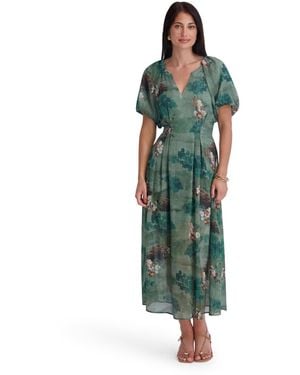 Kensie Floral-print Lurex Chiffon Midi Dress - Green