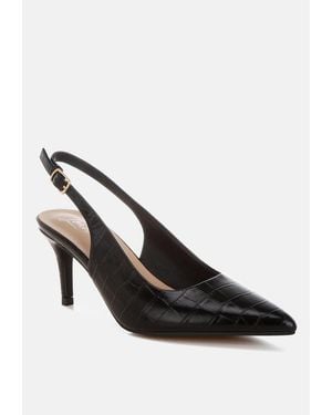 LONDON RAG Halins Pointed Toe Slingback Heels - White
