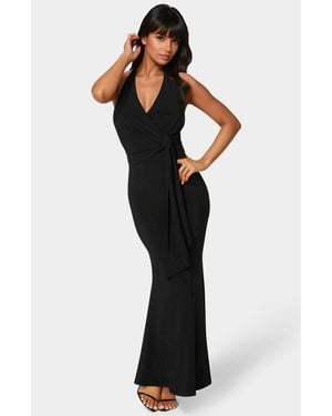 Bebe Surplice Drape Maxi Dress - Black