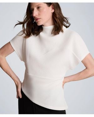 Kenneth Cole Asymmetrical Hem Mock Neck T-shirt - White