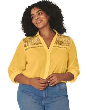 Avenue Long Sleeve Lace Detail Shirt - Blue