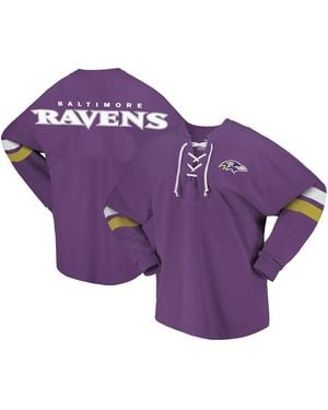 Fanatics Baltimore Ravens Spirit Jersey Lace-up V-neck Long Sleeve T-shirt - Purple