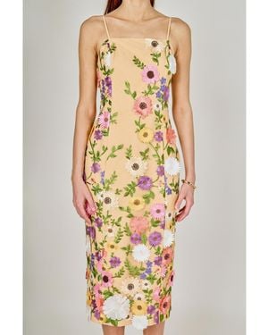 Endless Rose Floral Embroidered Midi Dress - Multicolor