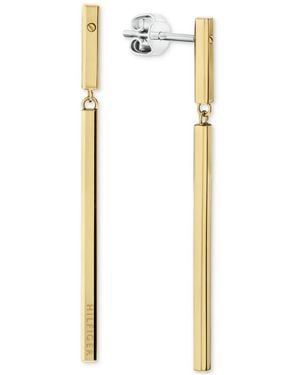 Tommy Hilfiger Linear Logo Bar Drop Earrings - Metallic