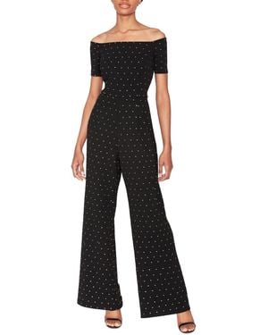 White Tie By Shani All Over Crystal Jumpsuit - Black