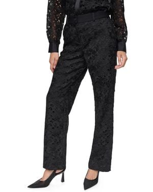 DKNY Floral Lace Straight-leg Pants - Black