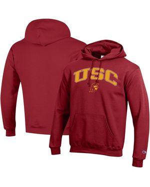Champion Usc Trojans Arched Logo Fleece Pullover Hoodie - Red