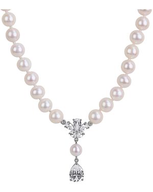 Macy's Cultured Freshwater Pearl & Created Sapphire (4-1/2 Ct T.w. - Metallic