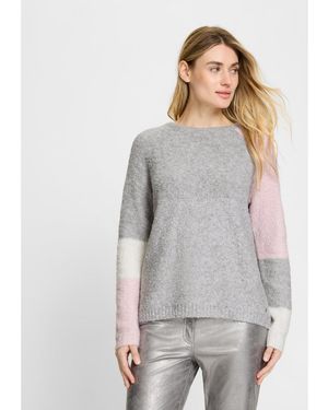 Olsen Color Block Boucle Sweater - Gray