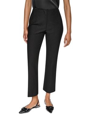 DKNY Petite Pinstripe Ponte High-rise Front-zip Pants - Black