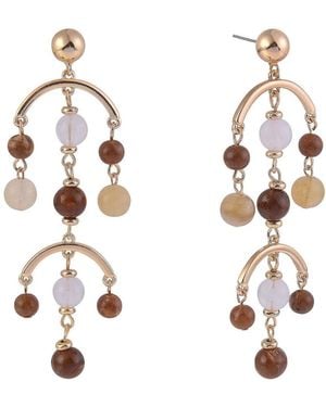 Rachel Roy Gold Tone And Bead Chandelier Earrings - Metallic