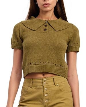 En Saison Elin Short-sleeve Polo Sweater - Green
