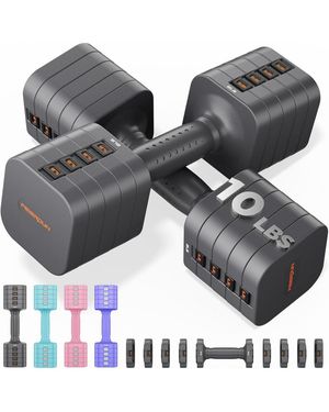Fed Fitness 5-in-1 Adjustable Dumbbells Pair - Gray
