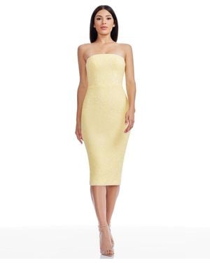 Dress the Population Viviana Sequined Strapless Bodycon Dress - Yellow